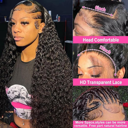 14-Inch 13X6 HD Lace Front Wig - Human Hair Deep Wave, Pre-Plucked, 200 Density, Ideal for Black Women