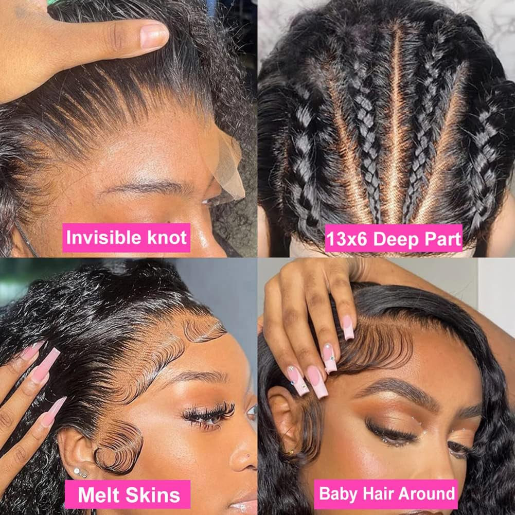 14-Inch 13X6 HD Lace Front Wig - Human Hair Deep Wave, Pre-Plucked, 200 Density, Ideal for Black Women