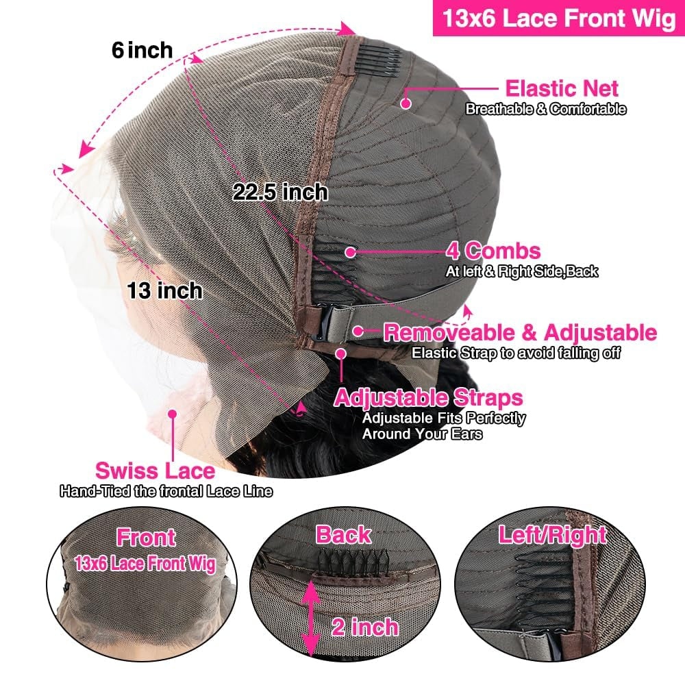 14-Inch 13X6 HD Lace Front Wig - Human Hair Deep Wave, Pre-Plucked, 200 Density, Ideal for Black Women
